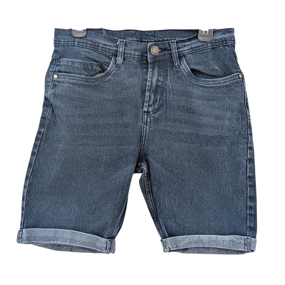 Copper Denim Jean Shorts Dark Wash Stretch‎ Cuffed Casual 30 S Long Walking 8"